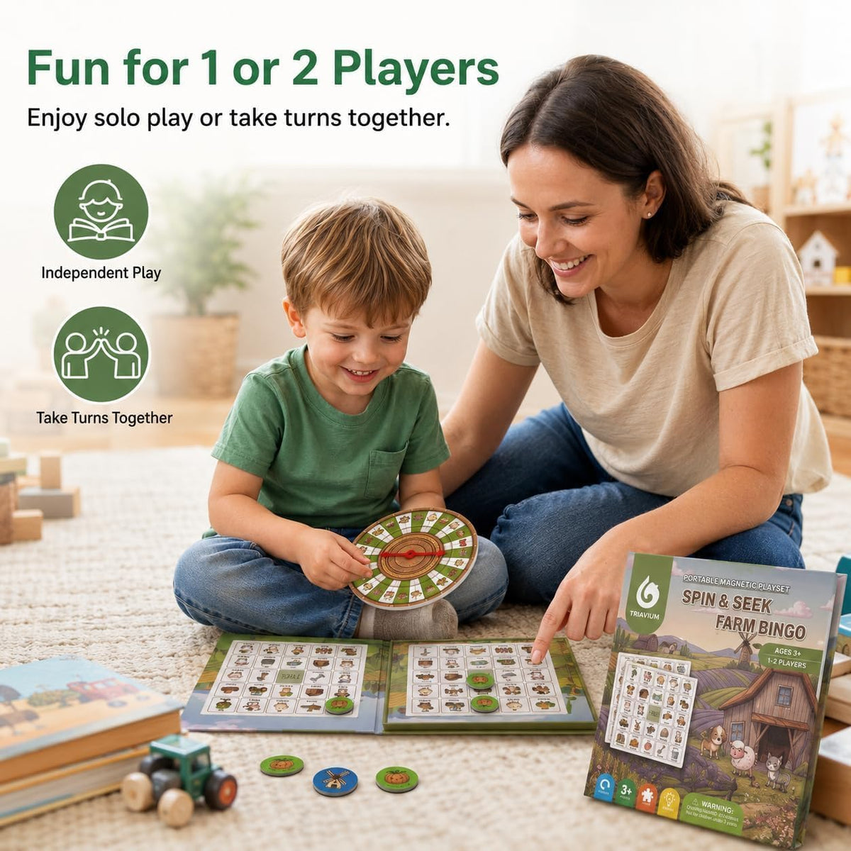 Travofun magnetic fishing game book open with ocean animal pieces and two wooden fishing rods - view 11