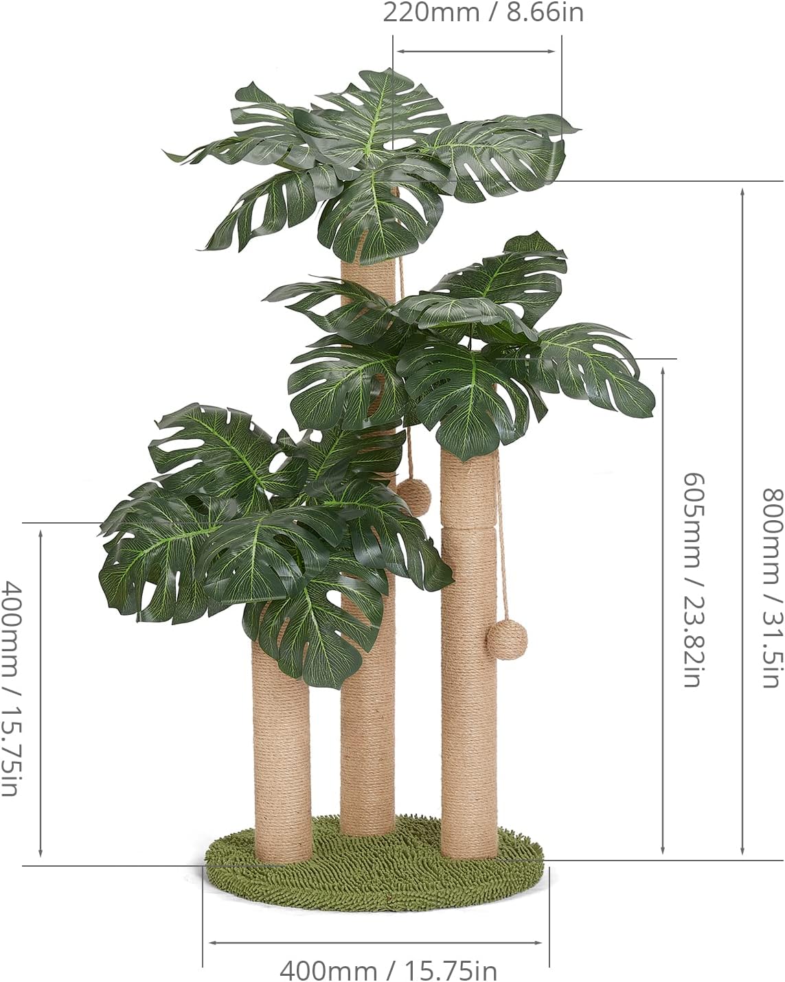 LEMONDA 31.5Inch Palm Tree Cat Scratching Post – Essentials for Cats - Monstera tree - image 3