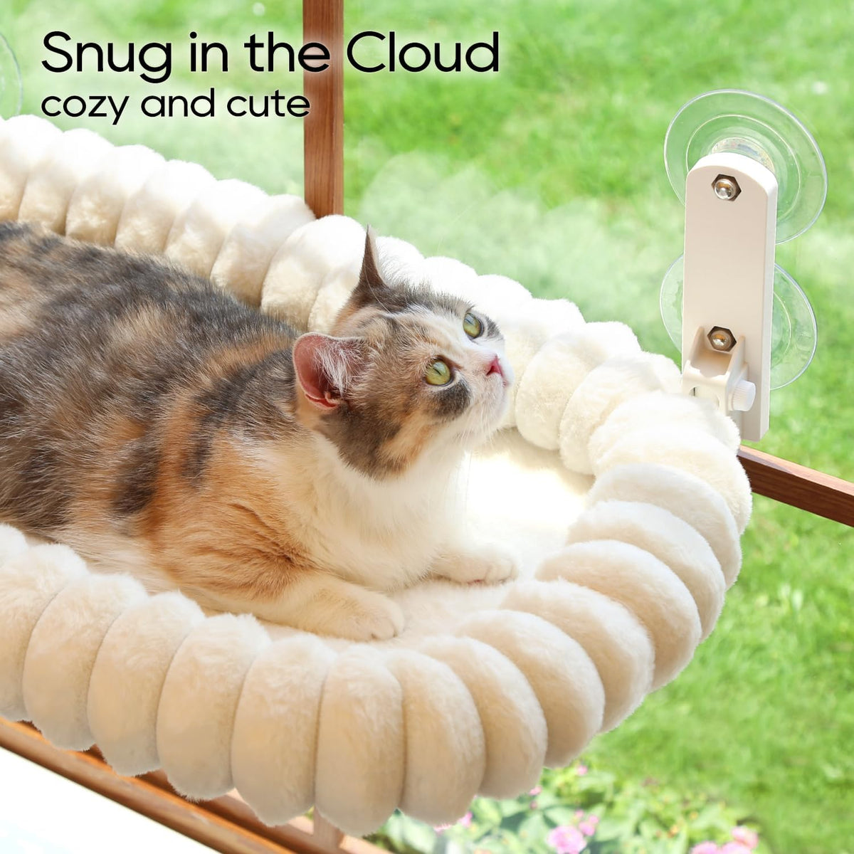 Zakkart SnugCloud Foldable Cat Window Perch – Essentials for Cats - Cream White / Large (24.8"x15.7") - image 3