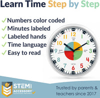 OWLCONIC Kids Teaching Clock, Learning Clock, Silent 10in - Multicolor - image 3