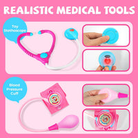 ULOVEME doctor kit for kids with light and sound tools and a fuchsia carry bag - view 9