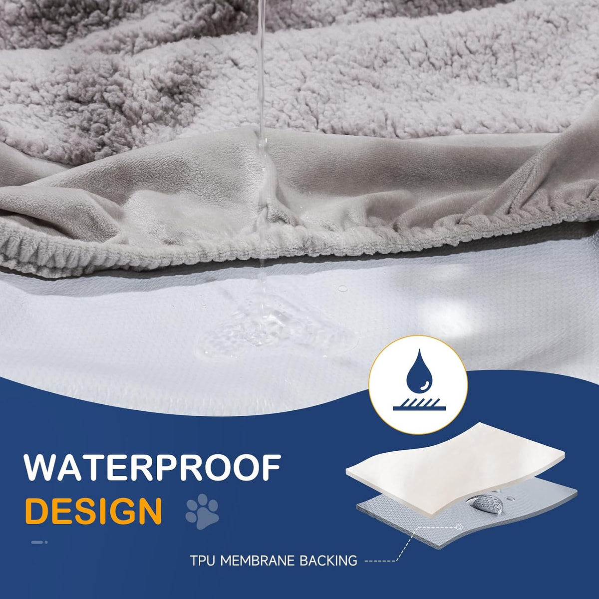 Sunsleek Dog Bed Covers Replacement Washable - Grey / 35.0"L x 23.0"W x 6.5"Th - image 3