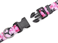 Mercano Adjustable Dog Collar - Special Design Patterns, Soft Nylon Comfortable Sturdy Pet Collar for Small Medium Large Dogs (M, Dog Camouflage Pink)