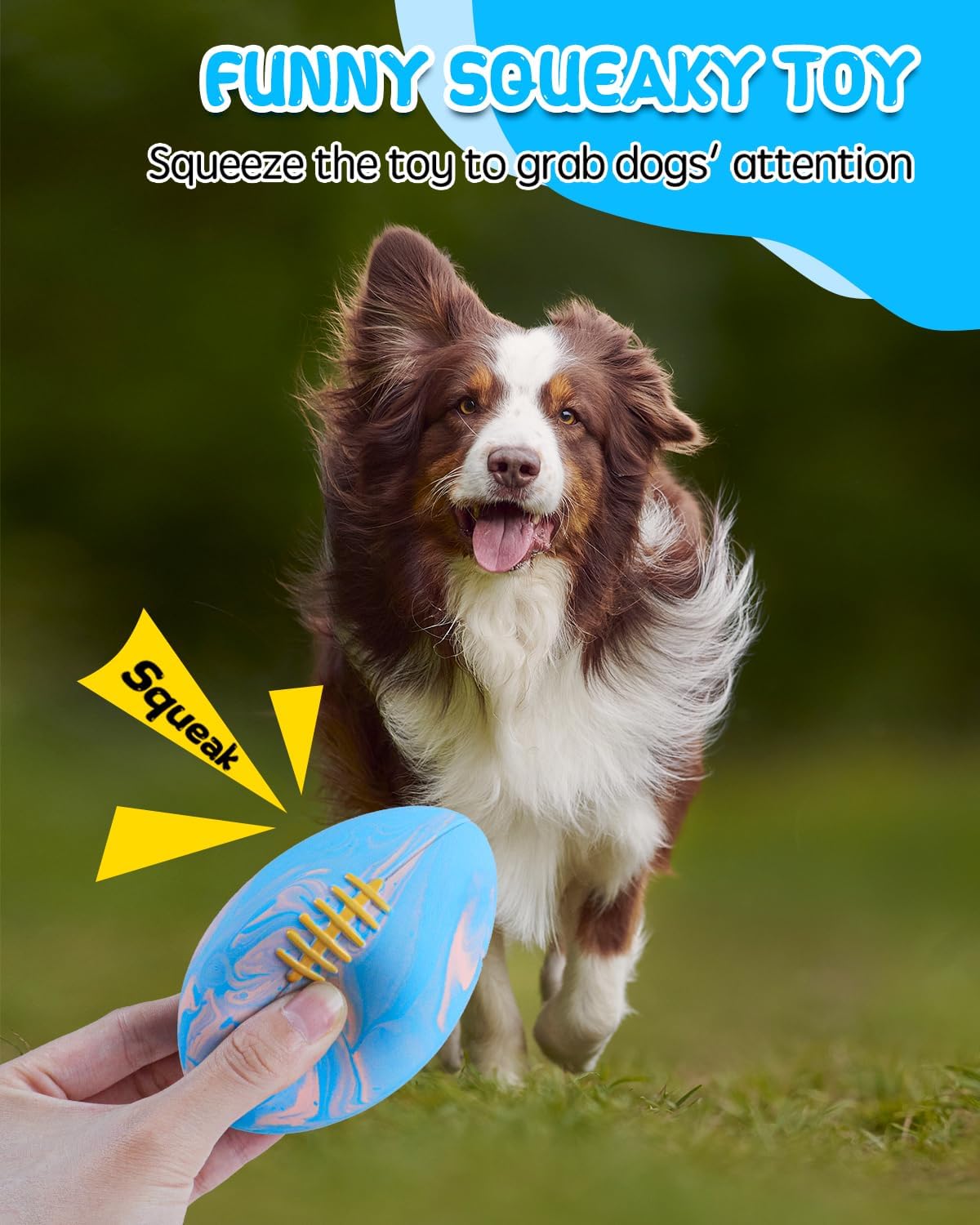 SCHITEC Dog Squeaky Toy Balls, Puppy Tennis Balls for Fetch Play - For Medium/Large Dogs / Football - image 2