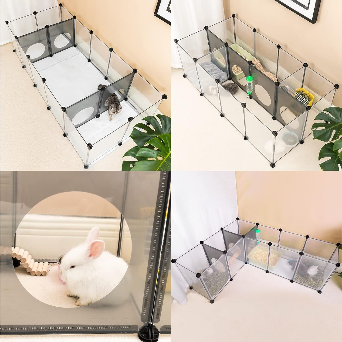 DINMO 28 Panels Bunny Playpen, Iron Net Bottom - Plastic-18 panels - image 4