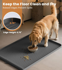 Dog Food Mat 36"x24", Waterproof Dog Bowl Mat - Grey - image 3