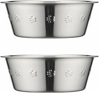 Pet Feeder Stainless Steel Dog Bowls Replacement 8" Diameter 2-Pack – Essentials for Dogs - 8 cup (Embossed) / Double Pack