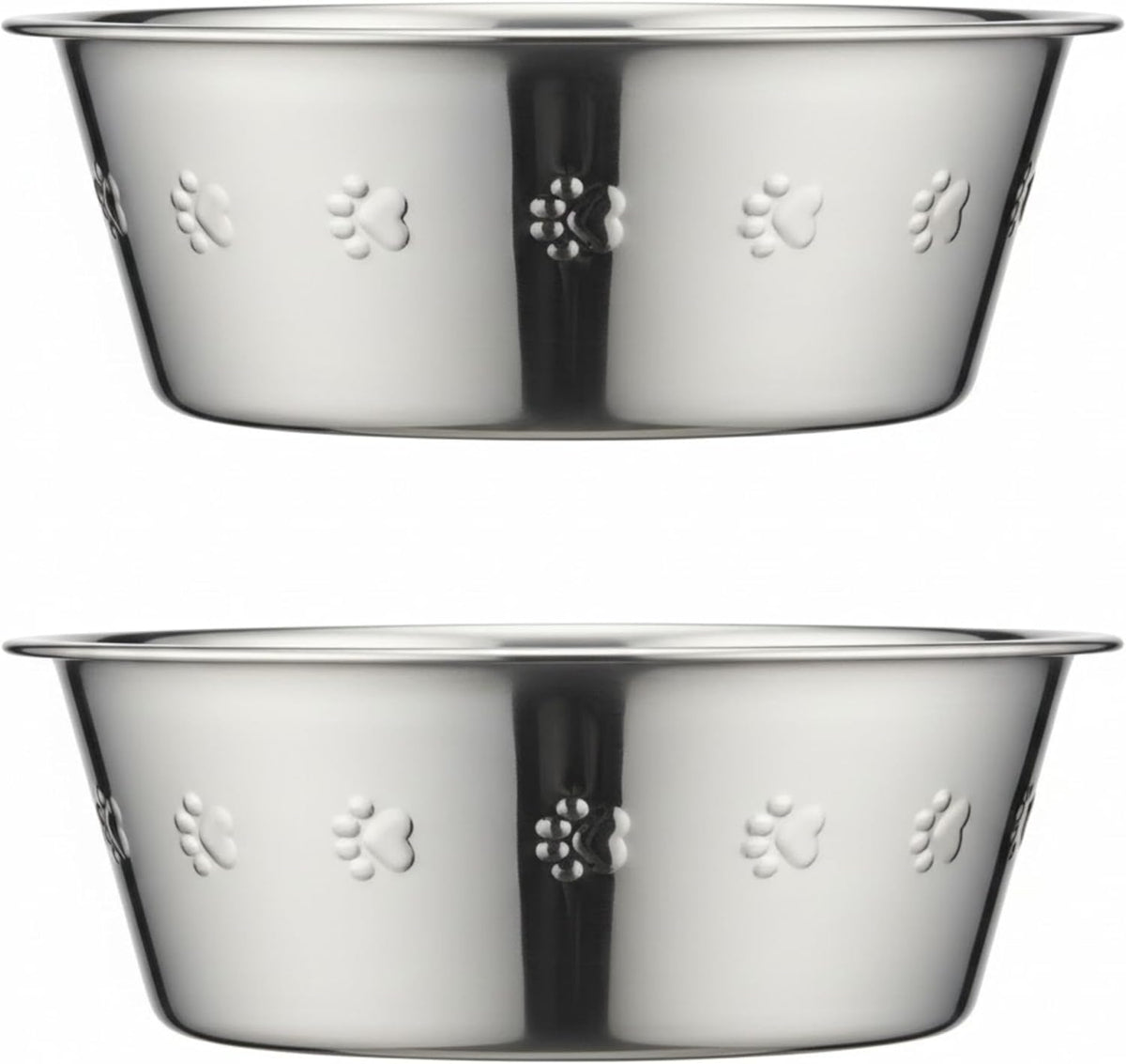 Pet Feeder Stainless Steel Dog Bowls Replacement 8" Diameter 2-Pack – Essentials for Dogs - 8 cup (Embossed) / Double Pack