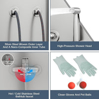 62" Professional Stainless Steel Dog Bathing Station, Large Dog Washing Station W/Dog Bath Brush, Washing Gloves, Floor Grate, Dog and Cat Bath Tub, Dog Washing Sink (62 Inch Right Door)