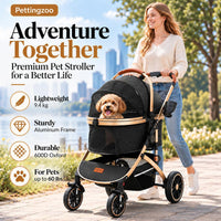 Pettingzoo Dog Stroller, Aluminum Frame, Removable Carrier - Black - image 2