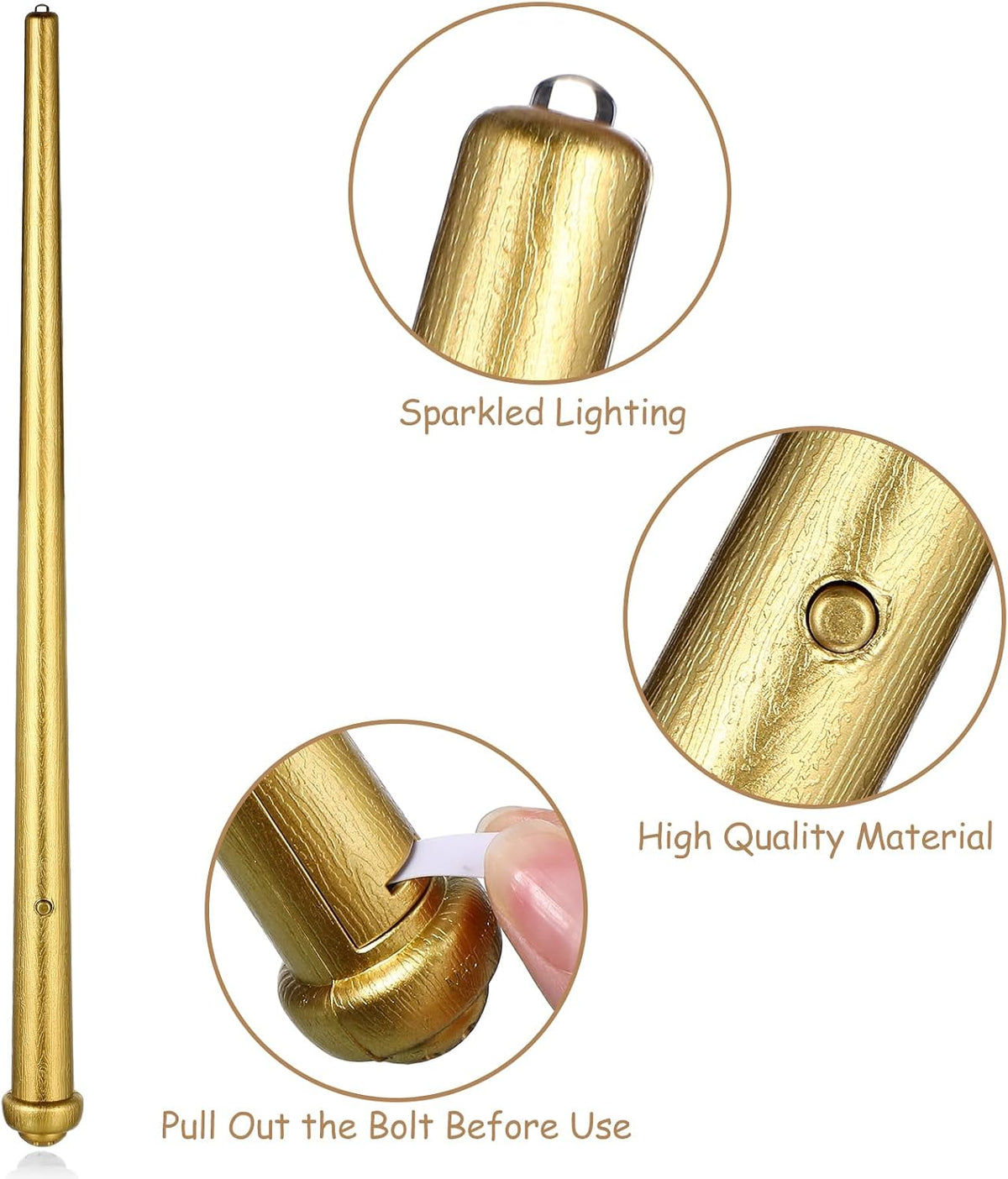 Gejoy 2 Pcs Magic Wand for Kid Light up with Sound - Gold - image 4