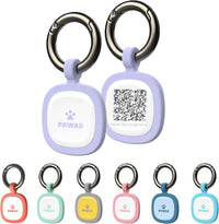 Pawaii Dog ID Tag, Silent Silicone QR Code Tag, Scan Alerts - Purple