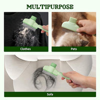 Pet Hair Removal Comb Flea Comb, 2025 New Cat Grooming Brush with Release Button, De-Shedding Cat Brush for Short and Long Hair Cats (Green)