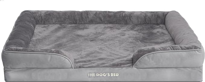The Dog’s Bed, Orthopedic Standard Foam Waterproof Dog Bed with Standard Support, XXL Silver Grey Plush, Waterproof, Supportive Dog Bed with Replaceable Covers, Veterinary Approved