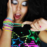 Hotop 100 Pcs Multicolor 80s Silicone Jelly Rubber Bracelets Hair Tie - Multicolor / 100 - image 3