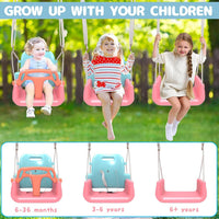Foldable Toddler Swing Set for Indoor & Outdoor Use – Fun for Kids & Family - Pink - image 4