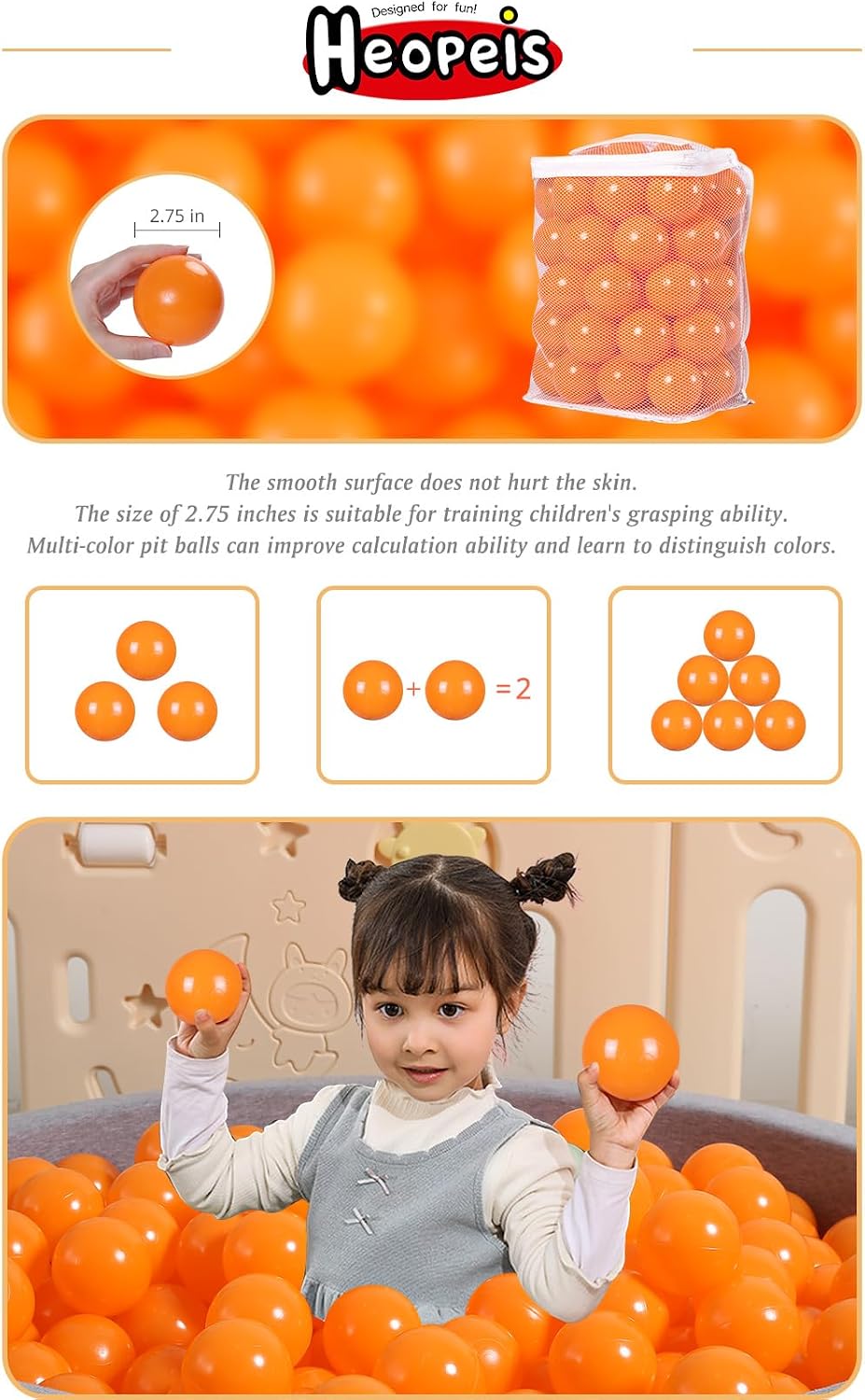 Heopeis green ball pit balls, 2.75 inches, crush proof plastic for kids - view 19