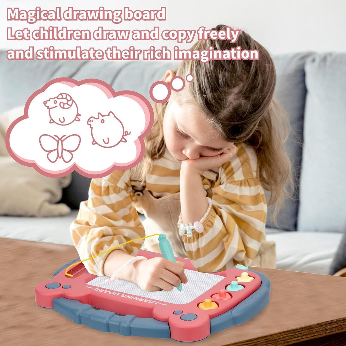 HCFJEH Magnetic Drawing Board for Kids Ages 3+ - Blue - image 2