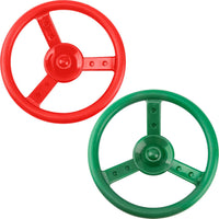 Haconba plastic pirate ship steering wheels for playsets in blue and red with mounting hardware - view 3