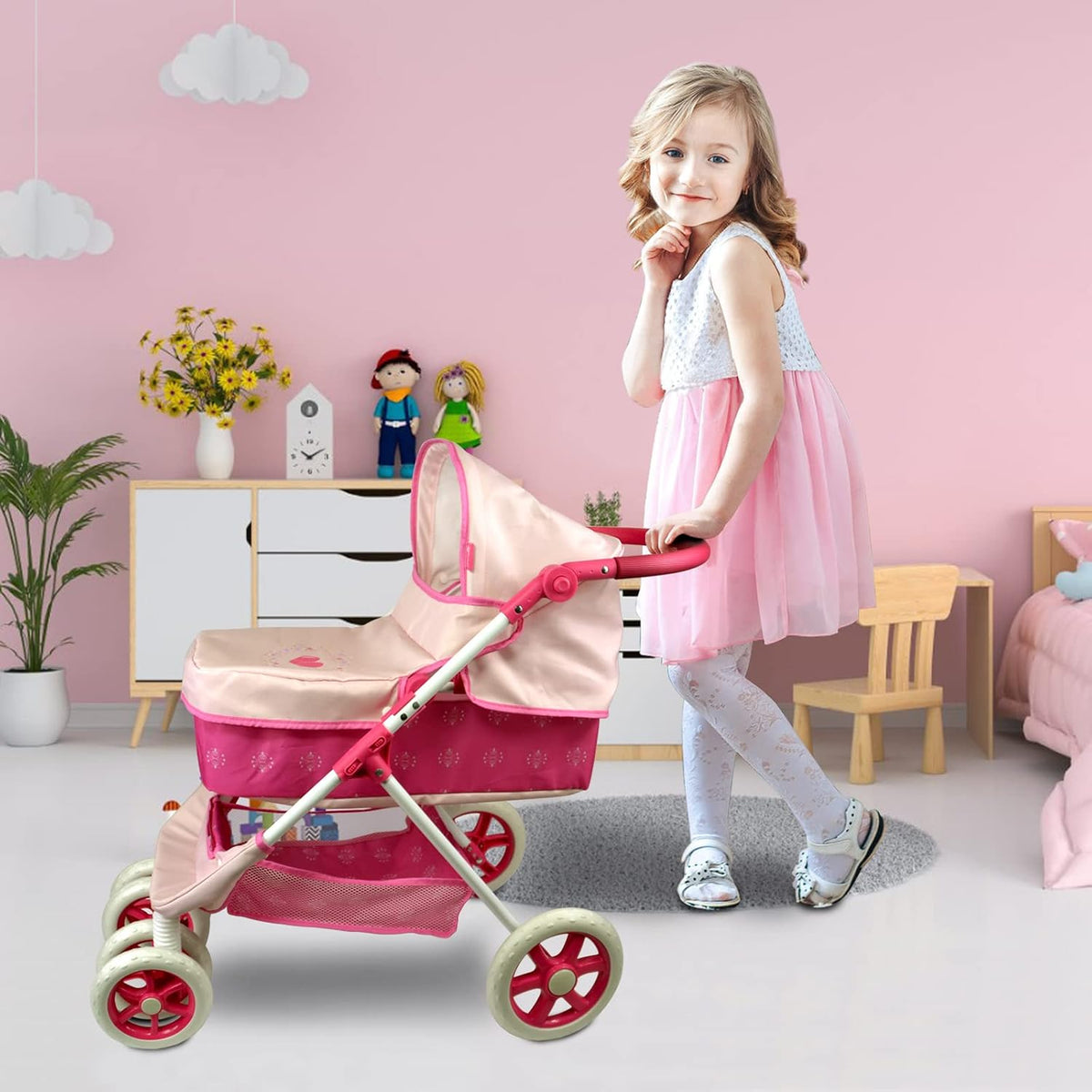 Anivia Stroller Toy Collection Doll Stroller Baby Doll Accessories - XRF-DA207pink - image 4