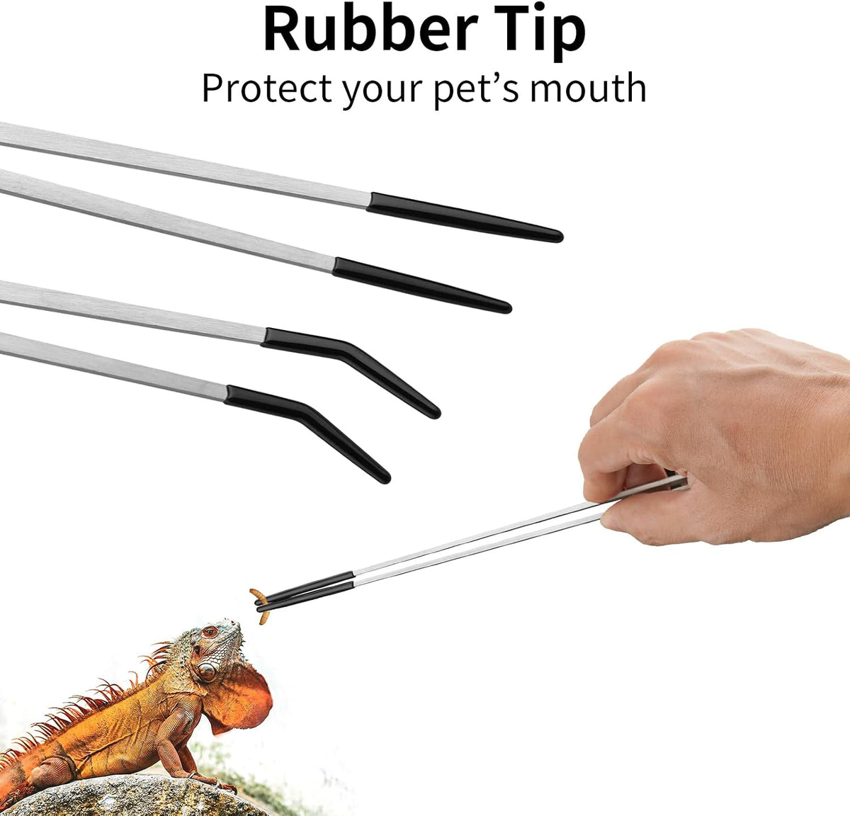 Novery 2PCS 10.6" Rubber Tip Reptile Feeding Tongs - image 3
