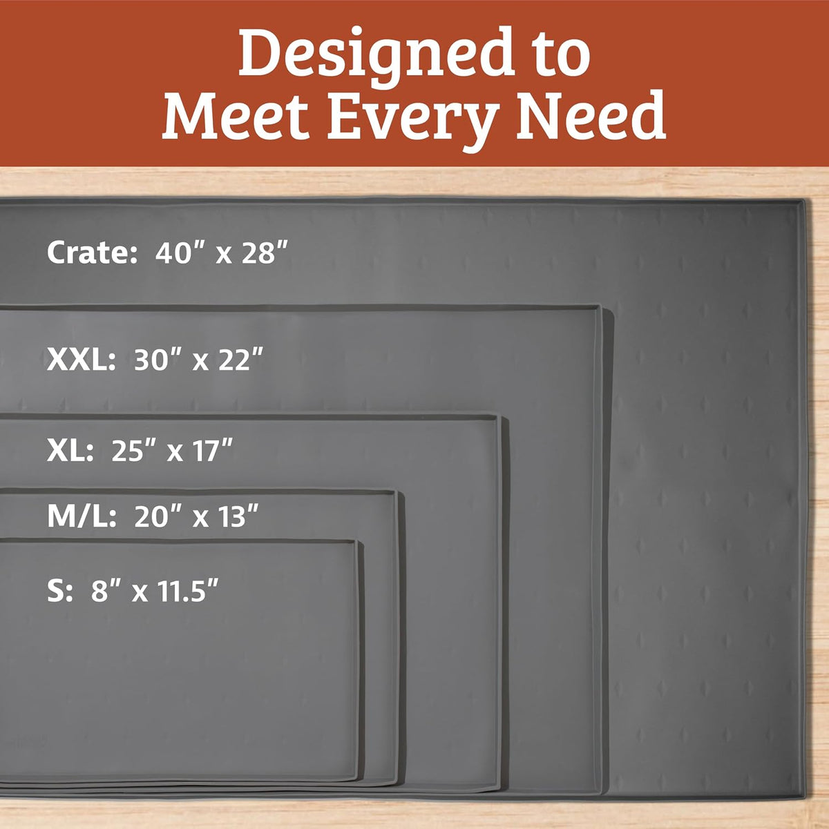 Leash Boss Rectangular Silicone Pet Feeding Mat, Raised Edge - XXL - 30" x 22" / Navy - image 2