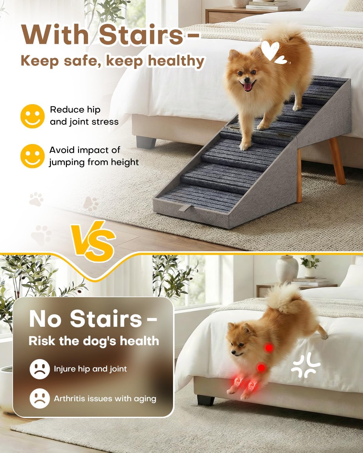 17" H Split Ottoman Dog Ramp for Couch - 21.06" H-Hemp Green - image 4