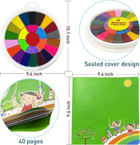 Fottaqqan finger painting kit for kids with 25 color round ink pad and picture album - view 2