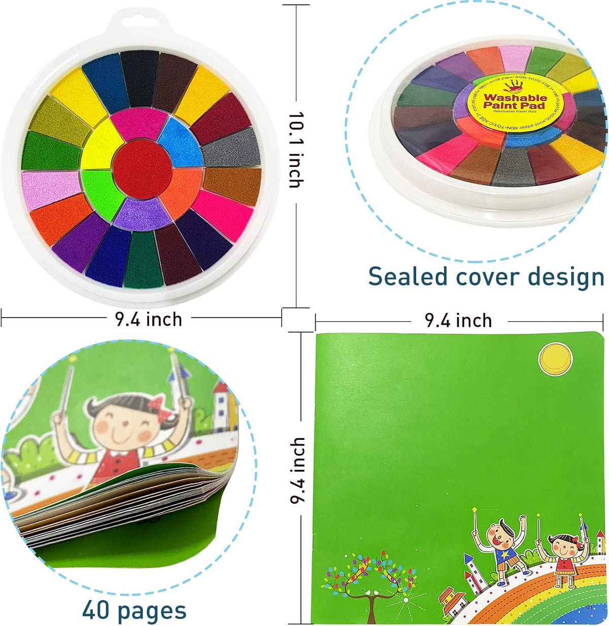 Fottaqqan finger painting kit for kids with 25 color round ink pad and picture album - view 2