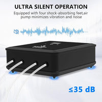 fishkeeper Aquarium Air Pump, 12W 320GPH Ultra Quiet Fish Powerful Fish Tank Air Pump with Four Outlet Adjustable Oxygen Aerator Pump with Air Stone Bubbler for 30-600 Gallon Tanks
