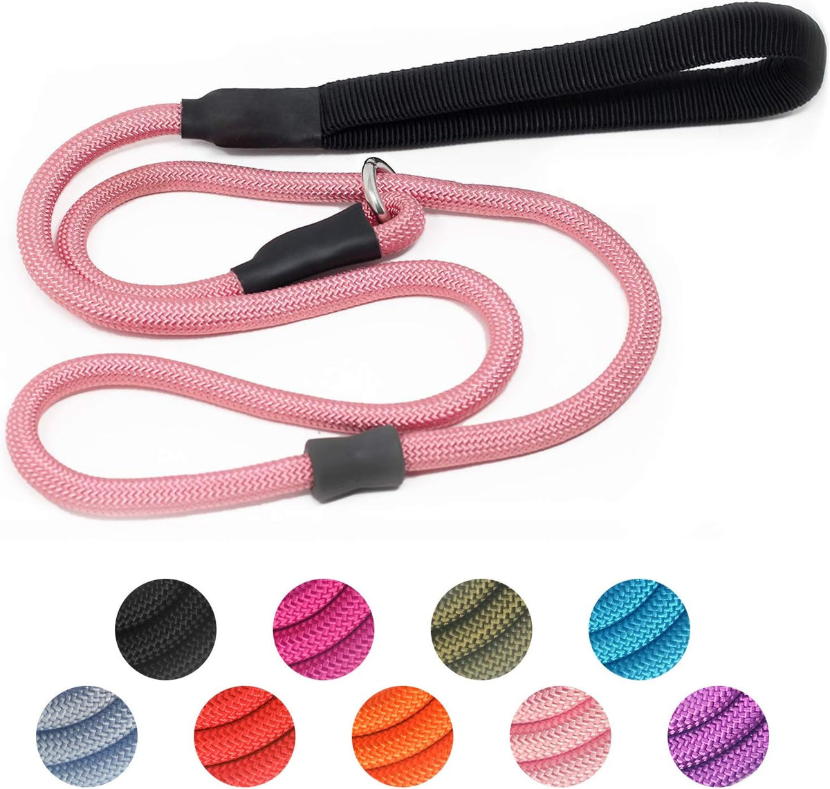 Strong Slip Rope Dog Training Leash - 1/2" x 6ft / Pink