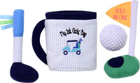 Baby Starters My First Golf plush play set in blue stripe with fabric bag, club, ball and flag - view 12