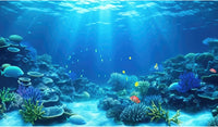 CaterRina 24 x 12 inch coral reef tropical fish aquarium background in vinyl