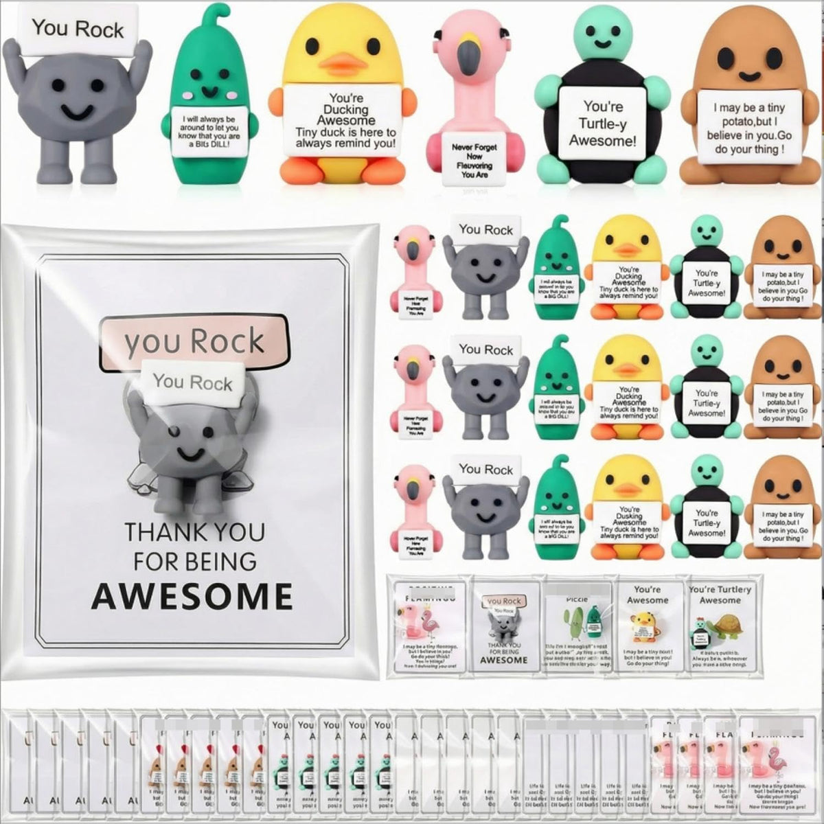 Gejoy 48 mini rubber positive figures with cards, potato, pickle, duck and flamingo - view 4