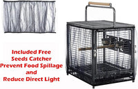 Portable Durable Heavy Duty Travel Veterinary Bird Parrot Carrier Cage Feeding Bowl Play Wooden Stand Perch with Handle Prevent Beaks Out