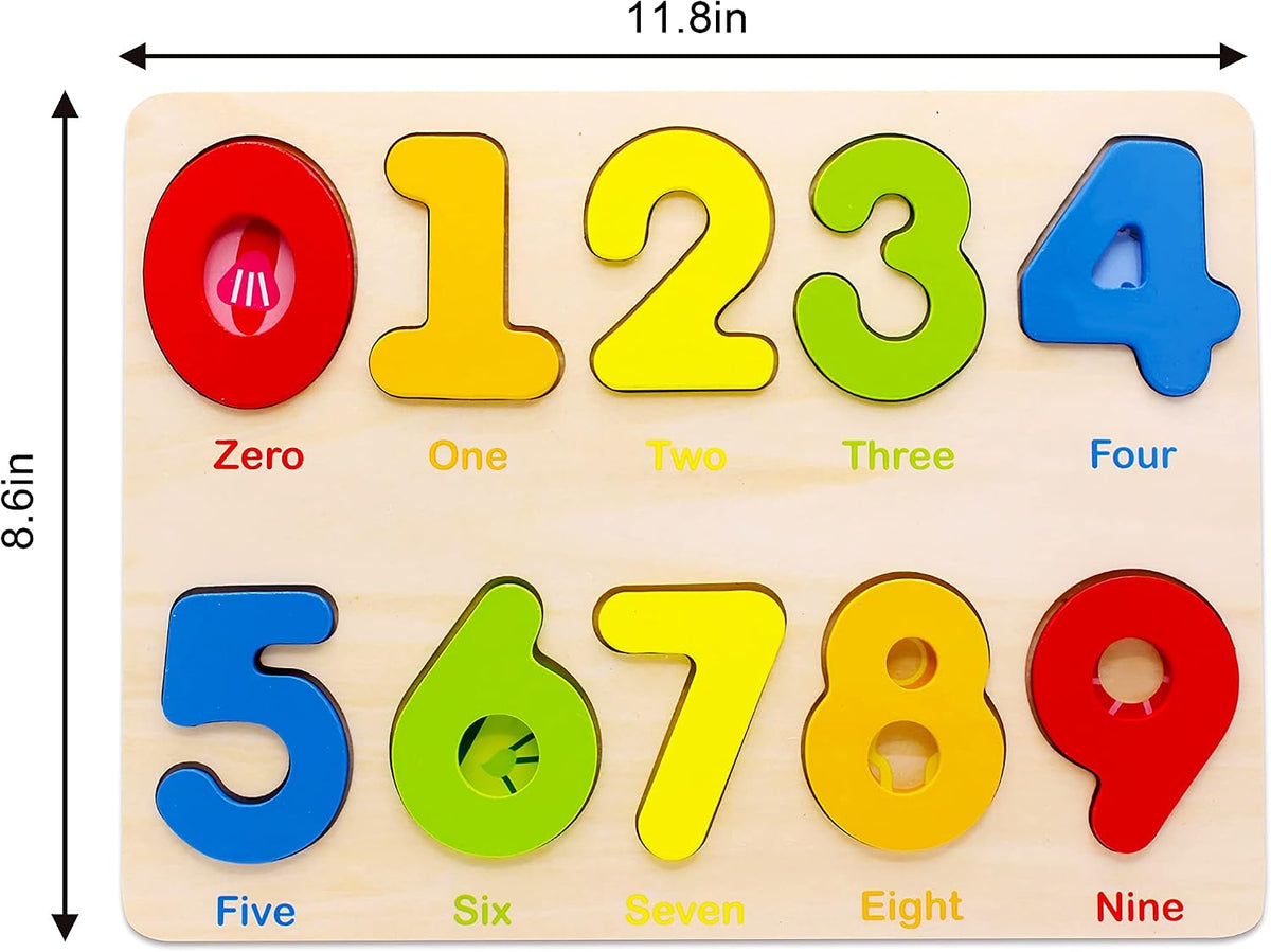 Aile Toddler Wooden Preschool Learning Shape Peg Puzzle Board Toys – Fun for Kids & Family - Number Puzzle - image 3