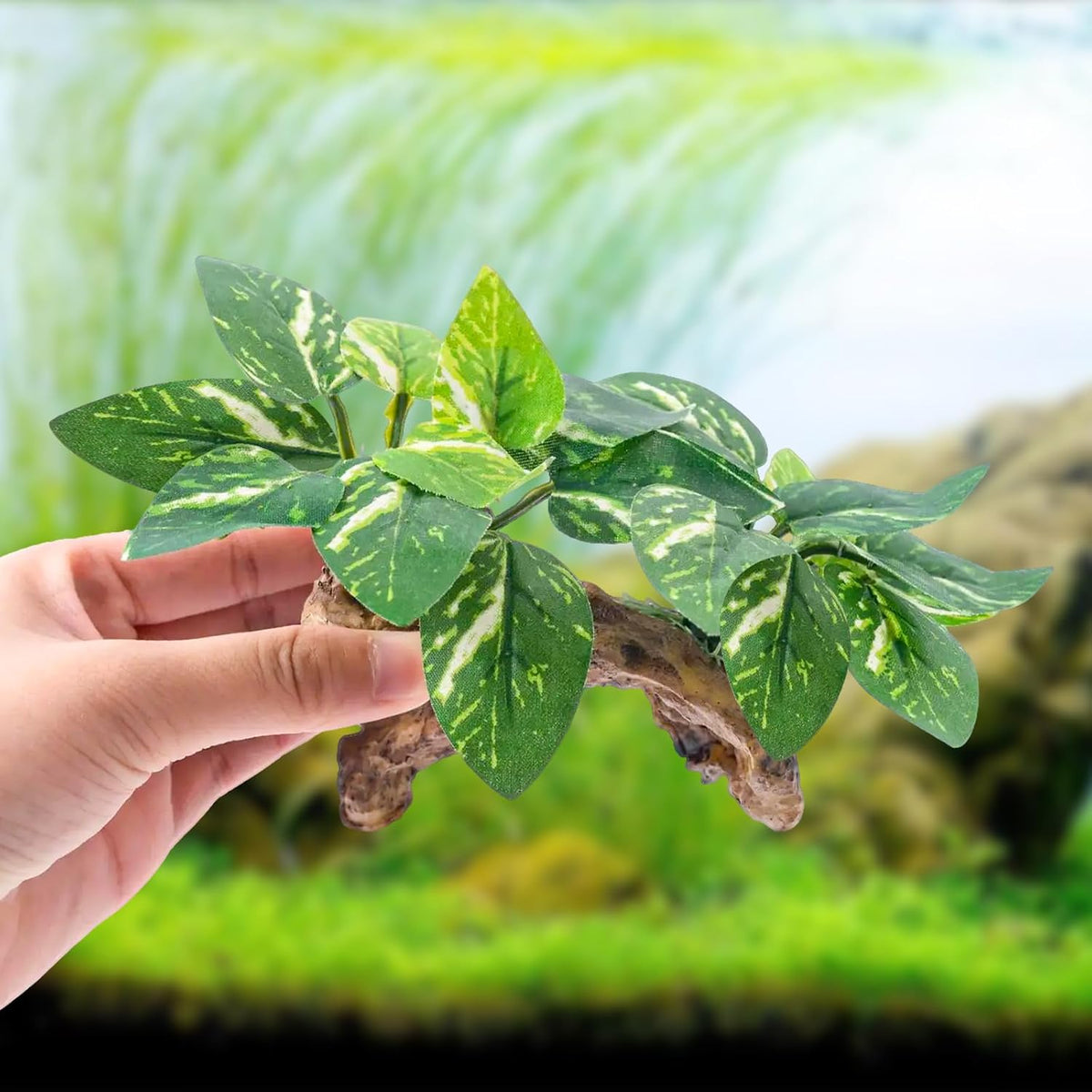 CousDUoBe 12 Pcs Betta Fish Tank Decor，Silk Aquarium Plants Green - 9 Pcs Silk Aquarium Plants（Style B） - image 2
