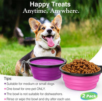 Pawaboo Collapsible Travel Dog Bowls 2 Pack with Lids&Carabiners - 1000ml(Pack of 2) / Pink + Purple - image 4