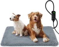 Heated Dog Bed, Waterproof Adjustable Temperature Dog Cat Heating Pad with Timer, Indoor Pet - XL: 47" x 28" / Grey