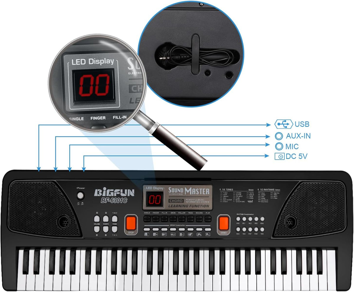 Kids Piano, 61 Keys Electronic Piano Keyboard with Microphone Musical Toy – Fun for Kids & Family - 24.8*7.8*2.4inch - image 3