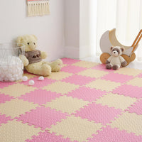 Foam Play Mat for Baby, Soft Non-Toxic Baby Playmat - Beige/Pink / 36 Pcs/70.8*70.8