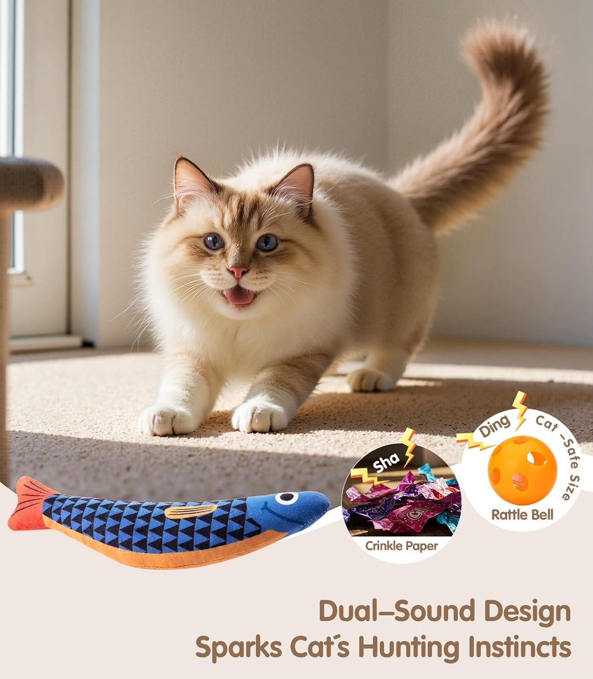 PetBusy Cat Toys with [5000 mg A+Natural Catnip & Silvervine] Kicker - Blue+Red - image 3