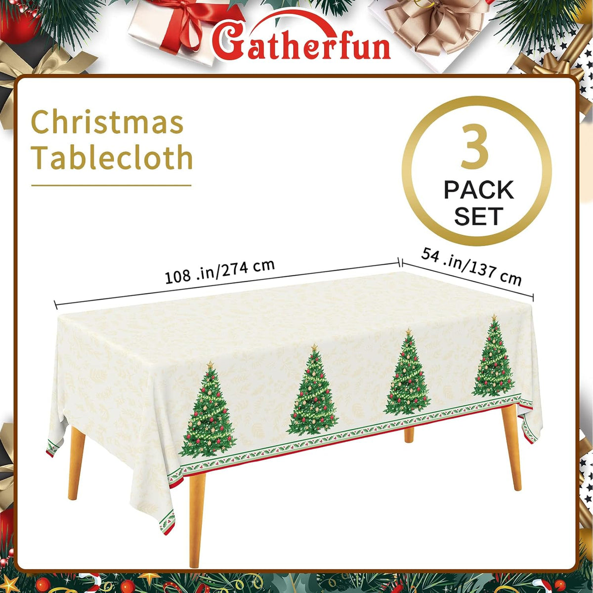 Fall Thanksgiving decorations, Disposable Tablecloth - Christmas tree - image 2