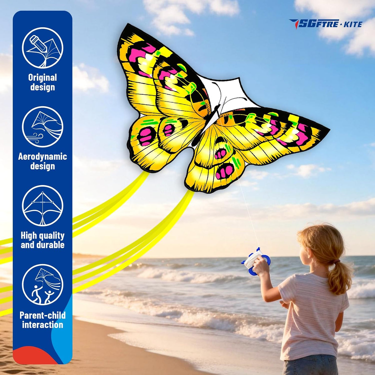 SGftre Colorful Butterfly Kite - Yellow - image 3