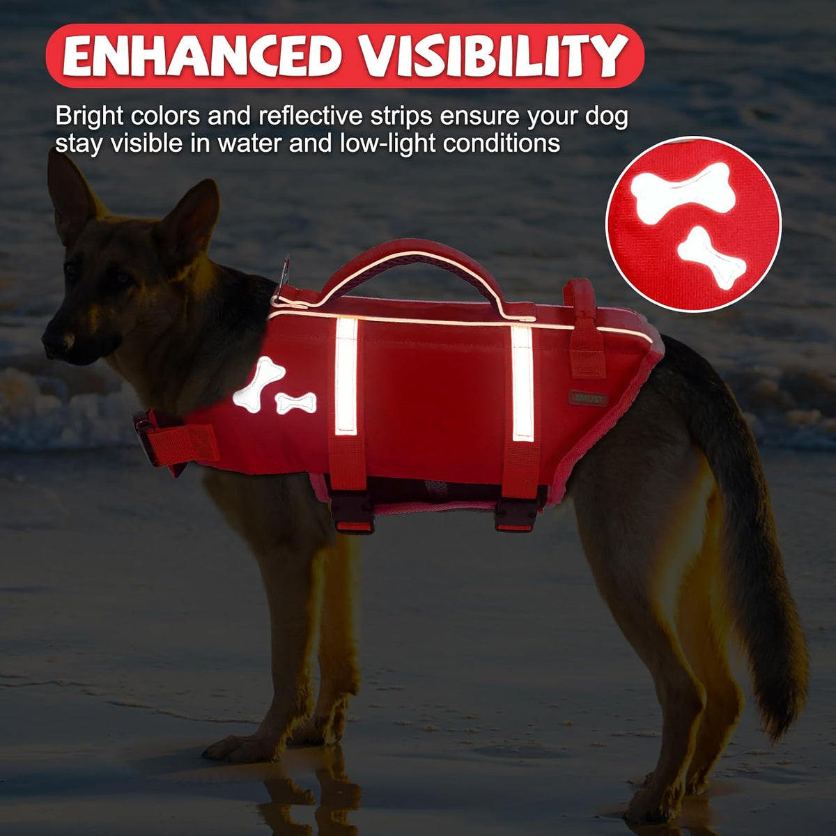 EMUST Dog Life Jacket, Waterproof, Breathable - S / NewRed - image 4