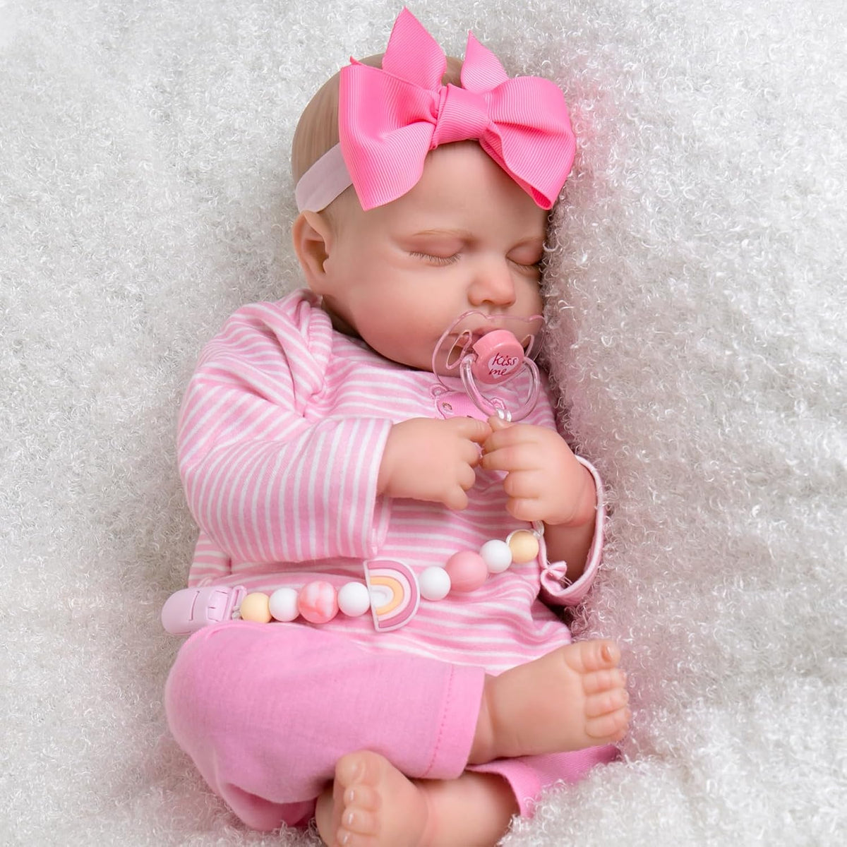 Aori pink magnetic pacifier and clip for reborn baby dolls - view 5