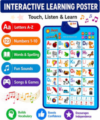 Just Smarty Interactive Alphabet Wall Chart, ABC & 123's, Blue – Fun for Kids & Family - ABCs and 123s - Blue - image 2