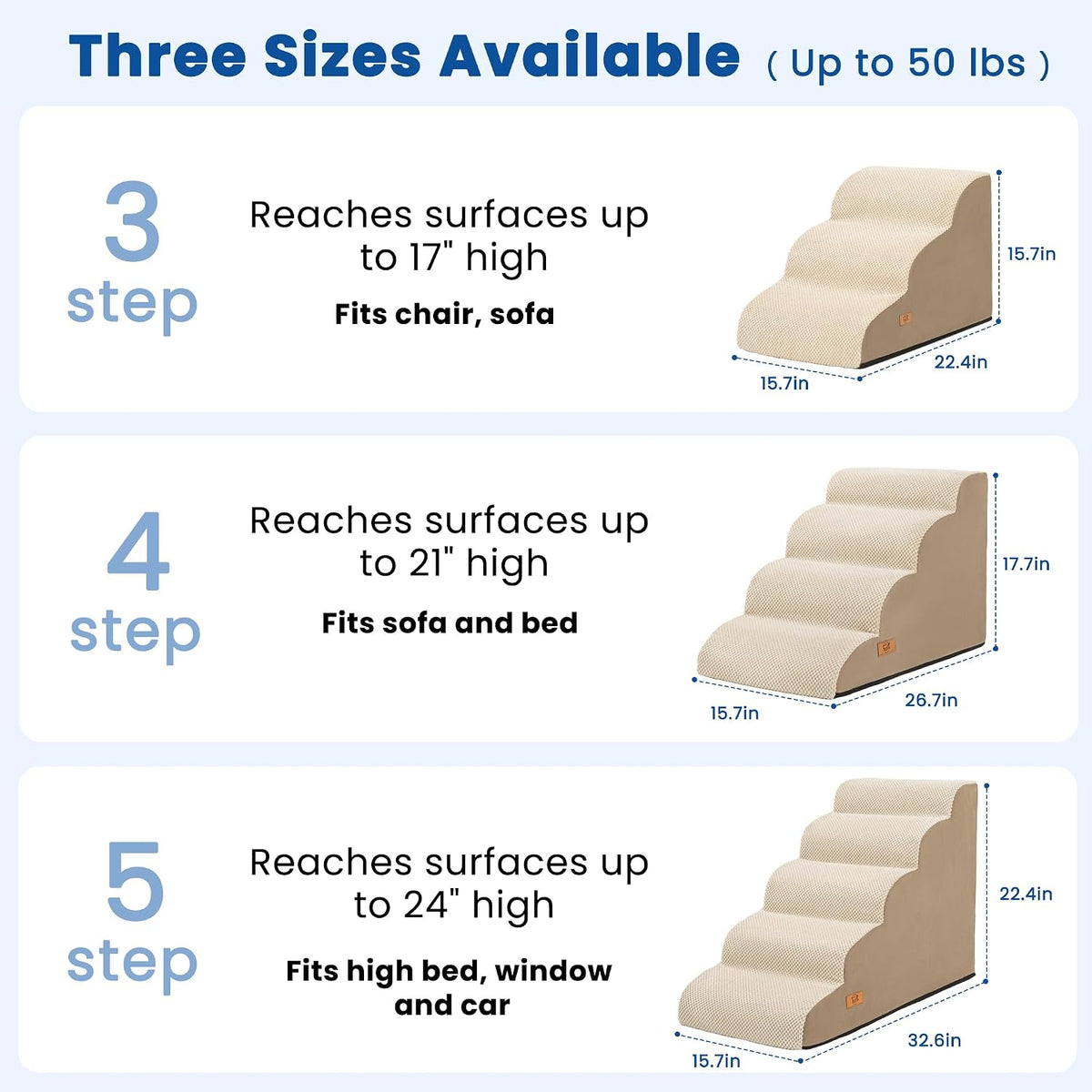 Dog Stairs for Small Dogs & Cats - Khaki / 3 - image 3