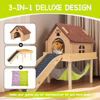 3 in 1 Enlarged Guinea Pig Hammock - Brown Roof - image 2