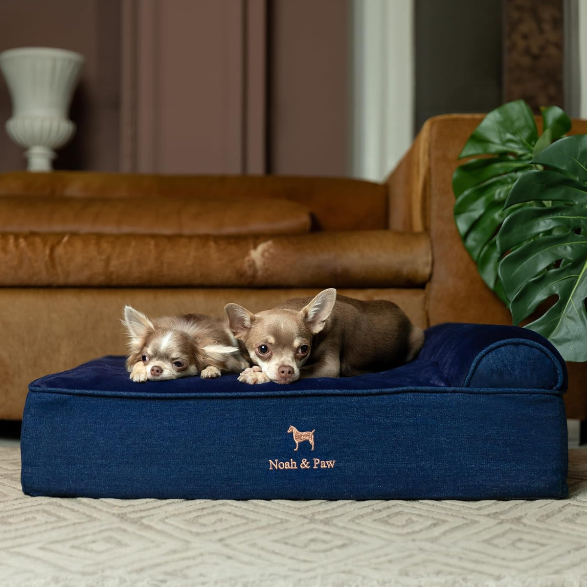 Large Dog Bed Orthopedic Memory Foam Cooling Gel 35x25x8.7 in – Essentials for Dogs - Dark Blue - DE / Medium - image 3